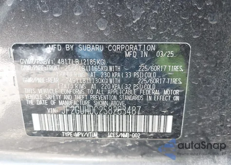 2025 Subaru Crosstrek Premium z USA, uszkodzony, nr VIN JF2GUHDC2S8263487